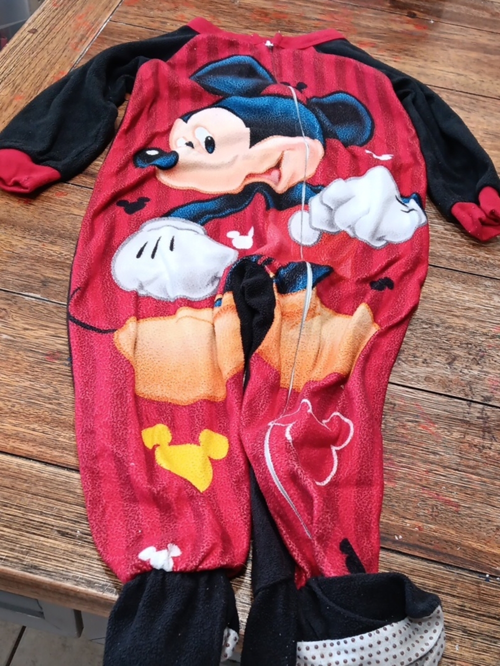Mickey Mouse Red & Black Fleece Kids One-Piece